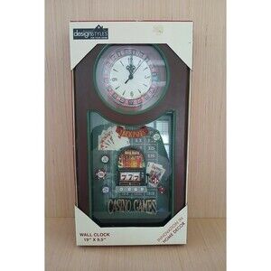DesignStyles Casino Wall Clock 19x9.5 Hanging Roulette Table Shadow Box